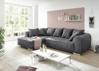 Stella Trading SENTINA Ecksofa in Samtoptik, Anthrazit - Moderne Eckcouch in...