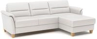 CAVADORE Leder-Ecksofa Palera mit Longchair / Landhaus-Couch mit Federkern,