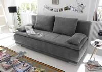 Stella Trading LUIGI Bequemes Schlafsofa mit Bettkasten, Stoffbezug Dunkelgrau -