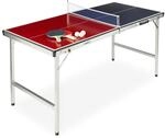 Relaxdays Klappbare Tischtennisplatte, tragbar, Netz, 2 Schl&auml;ger, 3 B&auml;lle, Alu,