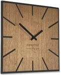FLEXISTYLE Moderne quadratisch gro&szlig;e WanduhrHolz ECO 40cm, Stille, Holzoptik, Eiche,