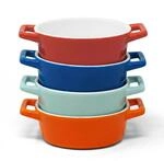 Ovale Auflaufform Set 4er Keramik bunt Griffe &ndash; Joeji's Kitchen Portionsform