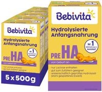 Bebivita PRE HA (5 x 500g), hydrolysierte Anfangsmilch von Geburt an, enth&auml;lt nur