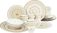CreaTable, 23596, Serie MANDALA GOLD - Weiss, 16-teiliges Geschirrset, Kombiservice