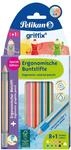 Pelikan griffix Dreikant-Buntstifte/Bleistift-Mix, 4 cm Mine, Wasservermalbar, 9