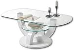 Stella Trading Couchtisch Glas in Hochglanz wei&szlig; - stylisher Glastisch mit Ablage &