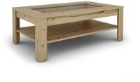 byLIVING Couchtisch Ralph/Eiche-Optik hell-braun/Sofatisch mit Glaseinlage und