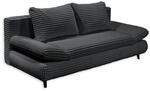 SUNNY 2 Bequemes Schlafsofa in Cord-Optik mit Bettkasten, Schwarz - Ausziehbares Sofa