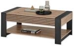 Felipe Couchtisch in Artisan Eiche Optik, Schwarz - Moderner Sofatisch mit Schublade