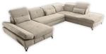 Stella Trading MELFI Wohnlandschaft in U-Form, Stoffbezug Sand - Ausziehbares Sofa