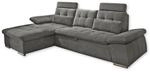 NALO Ecksofa mit Schlaffunktion, Stoffbezug Stone - Ausziehbare Eckcouch mit