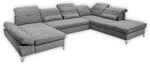 Stella Trading MELFI Wohnlandschaft in U-Form, Stoffbezug Dunkelgrau -...