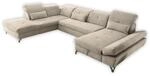 Stella Trading MELFI Wohnlandschaft in U-Form, Stoffbezug Sand - Ausziehbares...
