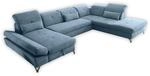 Stella Trading MELFI Wohnlandschaft in U-Form, Stoffbezug Denim - Ausziehbares...