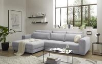Ecksofa BARURA Cord hellgrau &ndash; XXL Couch in L-Form mit gro&szlig;er Liegefl&auml;che,