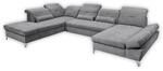 Stella Trading MELFI Wohnlandschaft in U-Form, Stoffbezug Dunkelgrau -...