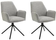byLIVING Esszimmerstuhl 2er-Set Blair, Sitzschale 360&deg; drehbar | Webstoff grau,