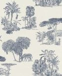 Rasch Tapete 555011 - Helle Vliestapete mit Safari-Motiven in Blau aus der Kollektion
