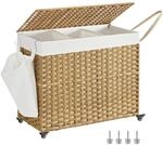 SONGMICS W&auml;schekorb mit Deckel, 160 L, W&auml;schesammler 3 F&auml;cher,...