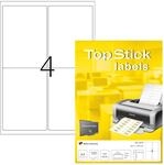 TopStick 8775 Universal Etiketten, 100 Blatt, 99,1 x 139 mm, 4 pro A4 Bogen, 400