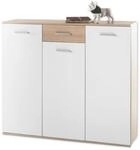 MANOLO Schuhschrank Wei&szlig; und Eiche Sonoma Optik 135 x 118 x 35 cm (B/H/T) 