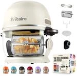 Fritaire Wei&szlig;e Hei&szlig;luftfritteuse, ungiftig f&uuml;r 3-5 Personen mit 360&deg;