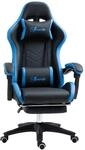 Vinsetto Gaming Stuhl mit Lendenkissen Kopfst&uuml;tze Fu&szlig;st&uuml;tze Schwarz+Blau 