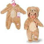 BABY born B&auml;r Kuschelanzug 43cm, Strampelanzug mit Kapuze und Ohren in Teddy-Optik