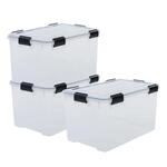 Iris Ohyama Luftdichte Kunststoff-Aufbewahrungsboxen mit Deckel, 70L, 3er-Set,
