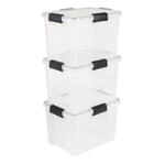 Iris Ohyama Luftdichte Kunststoff-Aufbewahrungsboxen mit Deckel, 20L, 3er-Set,