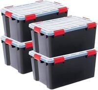 Iris Ohyama Luftdichte Kunststoff-Aufbewahrungsboxen mit Deckels, 50L, 4er-Set,