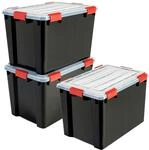 Iris Ohyama Luftdichte Kunststoff-Aufbewahrungsboxen mit Deckels, 70L, 3er-Set,