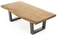byLIVING Couchtisch Judy, Baumkante, Akazie Natur, Metall schwarz
