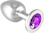 Erotic Fashion Analplug, Metall, Silber und Purpur Metall 9,7 cm lang, 1er-Pack (1 x