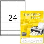 TopStick 8792 Universal Etiketten, 100 Blatt, 70 x 33,8 mm, 24 pro A4 Bogen, 2400