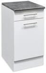 EDDY K&uuml;chenunterschrank Unterschrank f&uuml;r K&uuml;che in Wei&szlig; matt, Metallic Grau