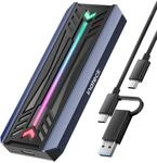 Inateck RGB M.2 NVMe SATA SSD Geh&auml;use 10 Gbps, USB 3.2 Gen 2 Geh&auml;use unterst&uuml;tzt