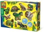 SES Creative | Dinosaurier Bastelset f&uuml;r Kinder | 2-in-1 Gipsgie&szlig;en und Kratzbilder