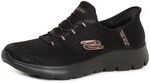 Skechers Damen Summits Classy Night Slip-InTurnschuhe, Black Mesh Black Rose Gold