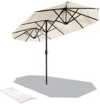 VOUNOT Doppelsonnenschirm mit Handkurbel, Sonnenschirm Marktschirm Gartenschirm