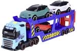 Dickie Toys - Volvo Auto-Transporter (40 cm) mit 3 Spielzeugautos - Truck FH 16 mit