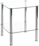 HAKU Beistelltisch quadratisch Chrom Metall Sofatisch mit Glasplatte...