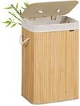 SONGMICS W&auml;schekorb mit Deckel, 72 Liter, W&auml;schesammler aus Bambus, faltbar,