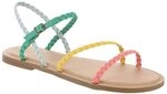 TOMS KiraFlat Damen-Sandalen, Mehrfarbiges Synthetikgeflecht, 36 EU