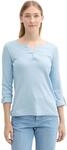 TOM TAILOR Damen Henley Longsleeve mit Streifen aus Bio-Baumwolle, 36483 - Light