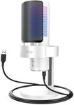 Fifine A9W USB RGB LED Licht Desktop Mikrofon Wei&szlig;