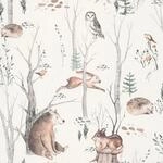 Rasch Tapete 300048 - Helle Vliestapete mit Waldtieren in zartem Beige, Braun und