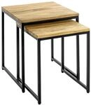 HAKU Beistelltische 2er Set Massivholz Eiche schwarzes Metallgestell Sofatisch...