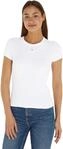 Tommy Jeans Damen Tjw Slim Essential Rib Ext Dw0dw17383 Langarmhemd, Wei&szlig;, XS EU
