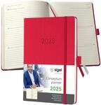 SIGEL C2564 Wochenplaner Wochenkalender 2025, ca. A5, rot, Hardcover, 192 Seiten,